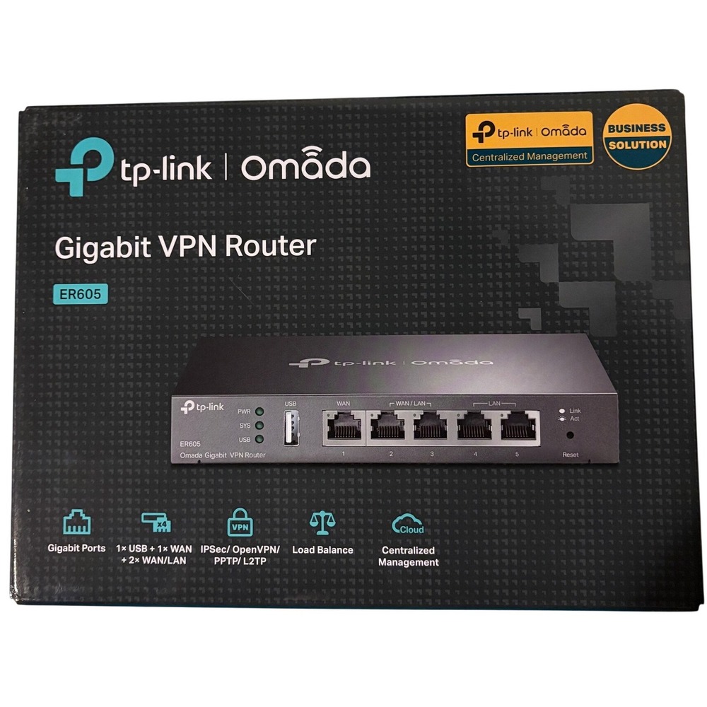 TP-Link Omada ER605 Gigabit VPN Router Wired Business Solution V2.0 Black